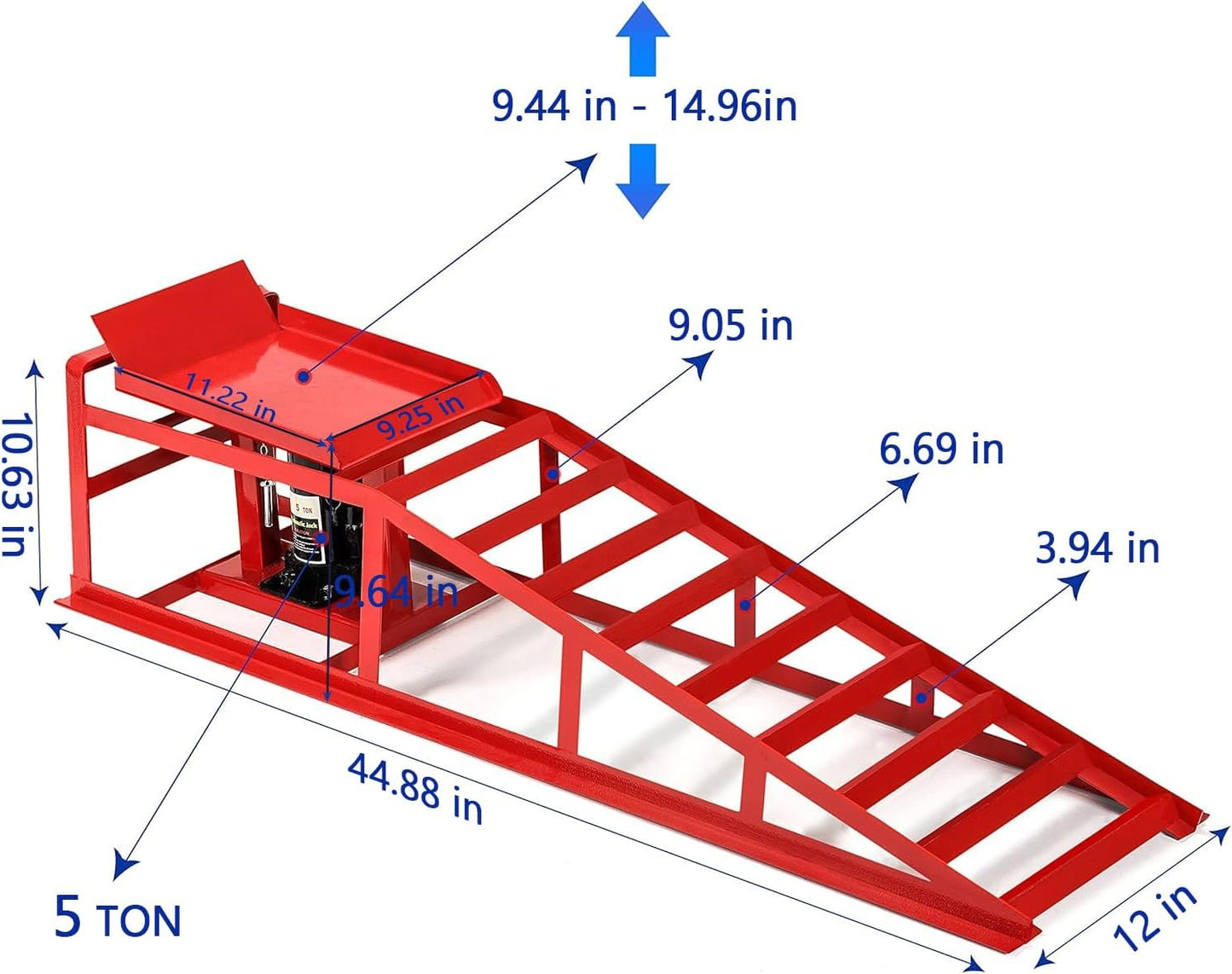 2PCS 5T Hydraulic Car Ramps, 11060lbs Heavy Duty Lift Set