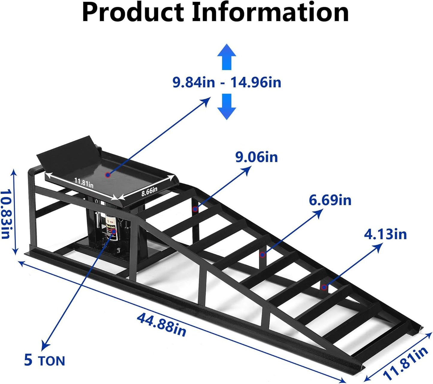 2PCS 5T Hydraulic Car Ramps, 11060lbs Heavy Duty Lift Set