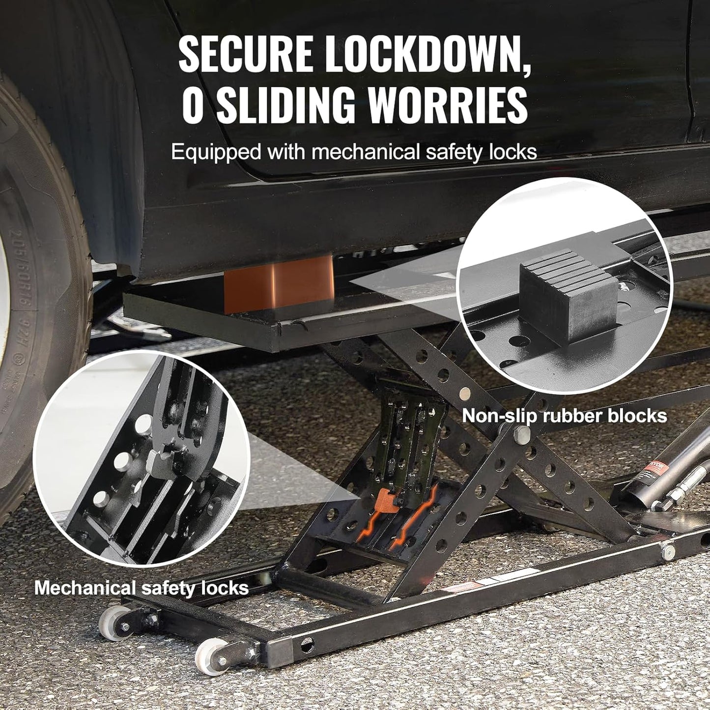 VEVOR 7000LB Portable Car Lift, 26.8" Heavy Duty Garage Jack