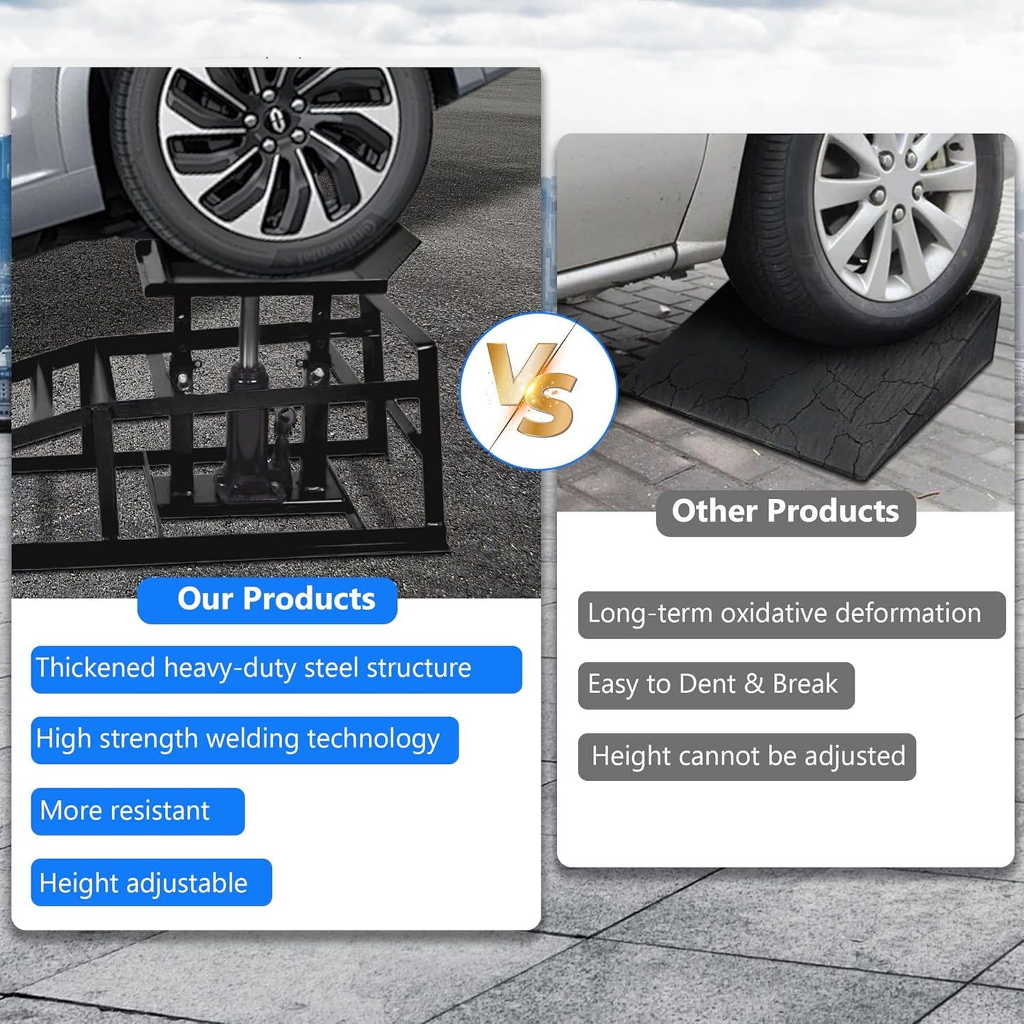 2PCS 5T Hydraulic Car Ramps, 11060lbs Heavy Duty Lift Set