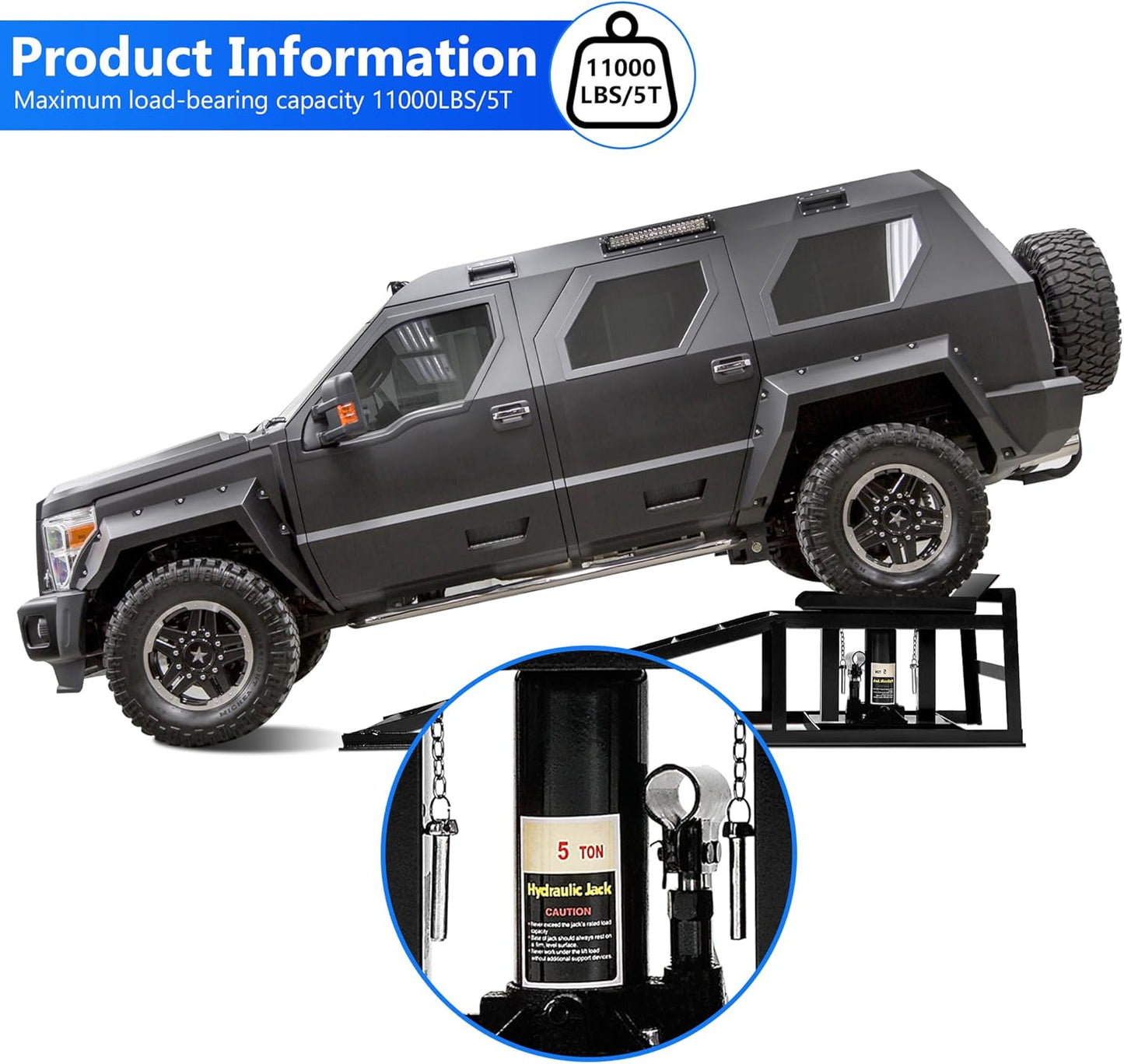 2PCS 5T Hydraulic Car Ramps, 11060lbs Heavy Duty Lift Set