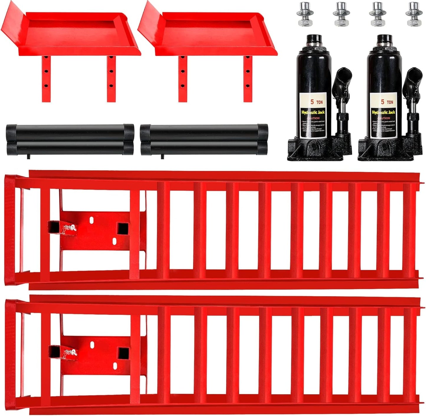 2PCS 5T Hydraulic Car Ramps, 11060lbs Heavy Duty Lift Set