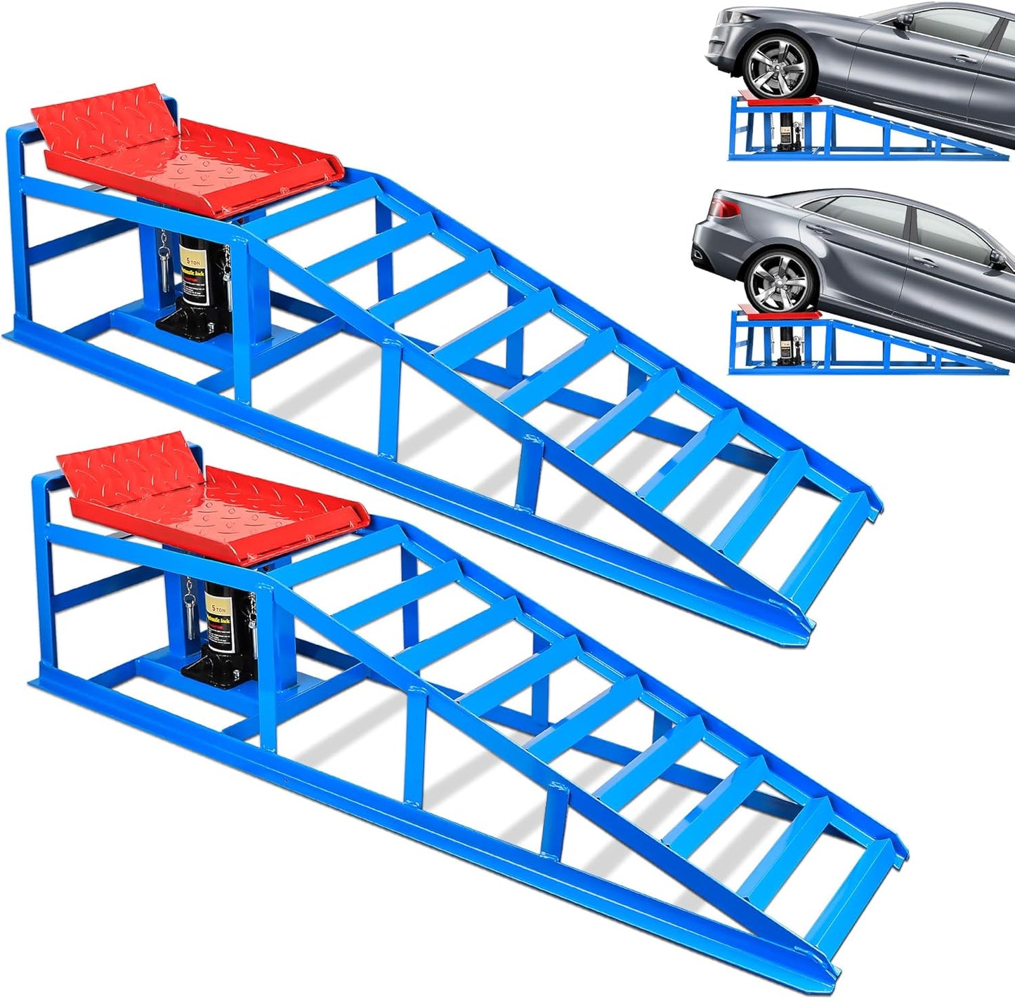 2PCS 5T Hydraulic Car Ramps, 11060lbs Heavy Duty Lift Set