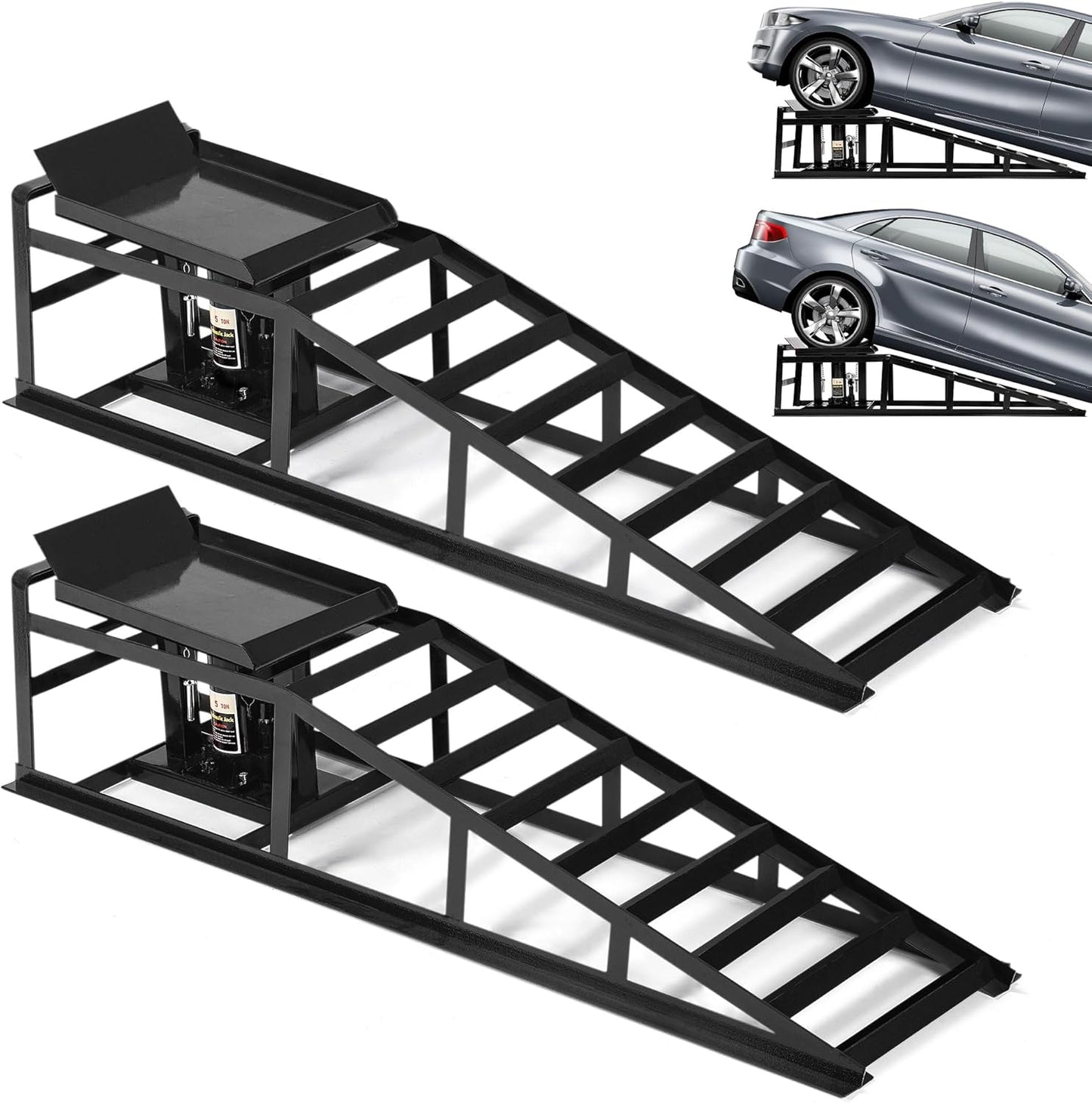2PCS 5T Hydraulic Car Ramps, 11060lbs Heavy Duty Lift Set